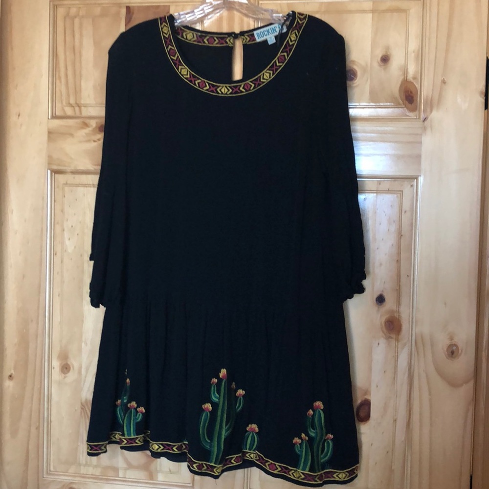 Embroidered Black Dress